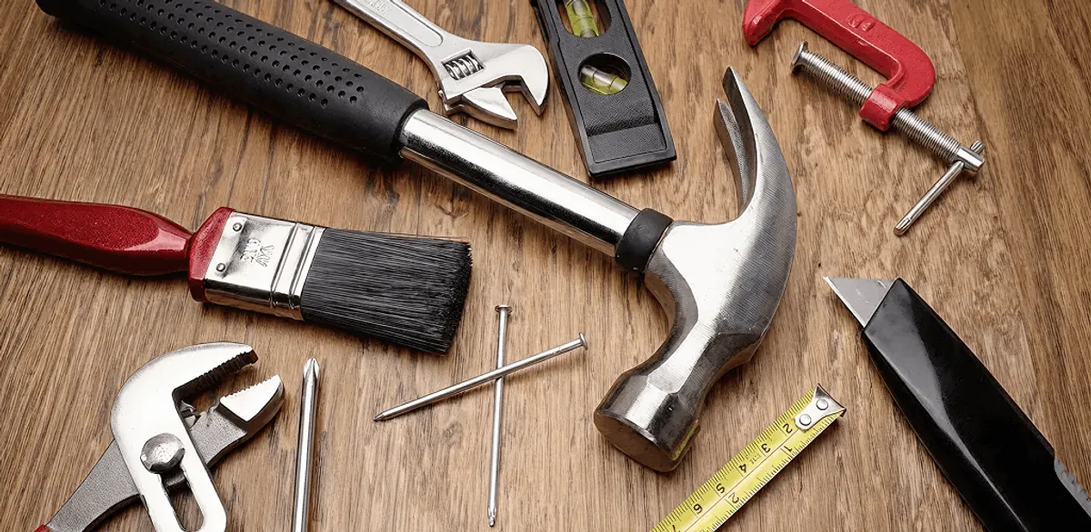 Handyman tools laid out for home repair and maintenance work in Glendale, AZ