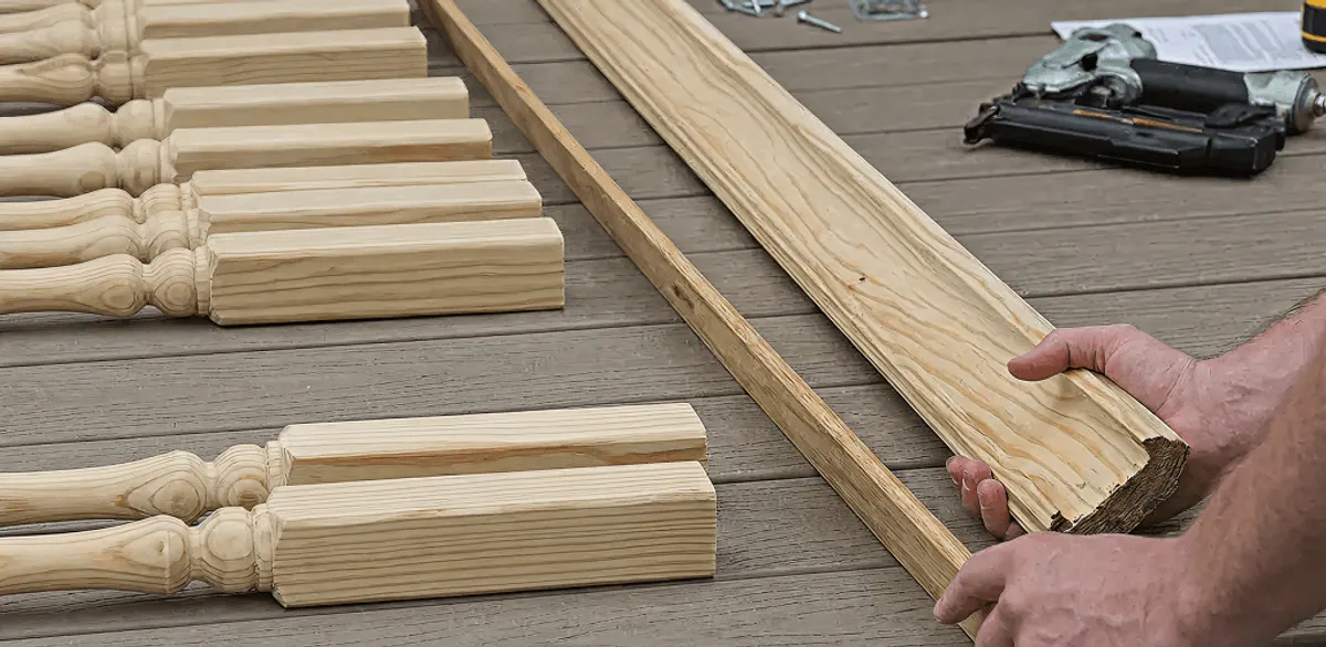 Handrail installation materials and wood components for stair rail work in Glendale, AZ